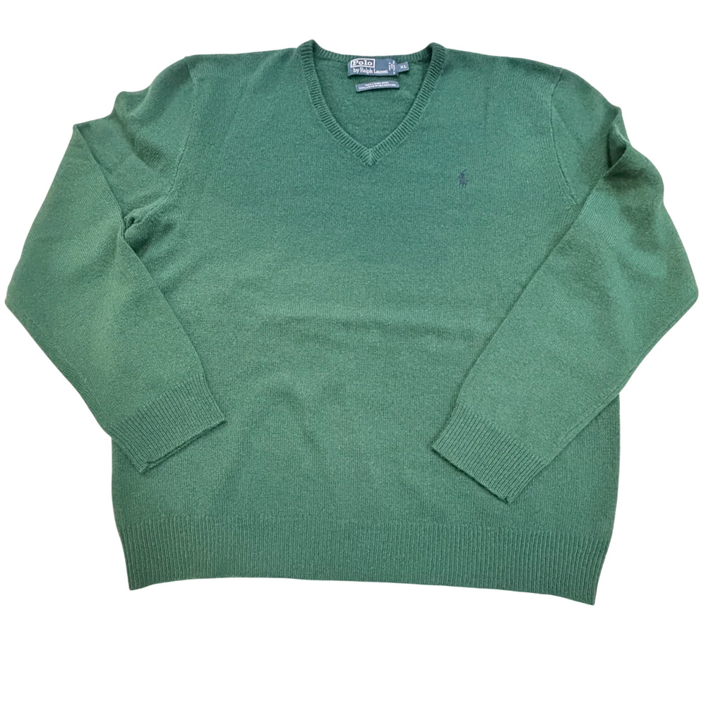 Vintage Polo Ralph Lauren Lambswool Sweater XL Made in Italy 90s Green Old Money